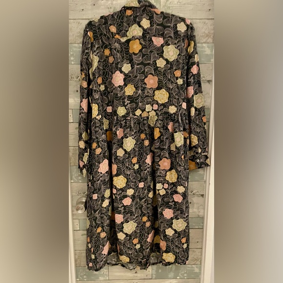 Gudrun Sjödén Whimsical Floral Woven Shirt Dress Organic Linen Modal Size M - Picture 5 of 11